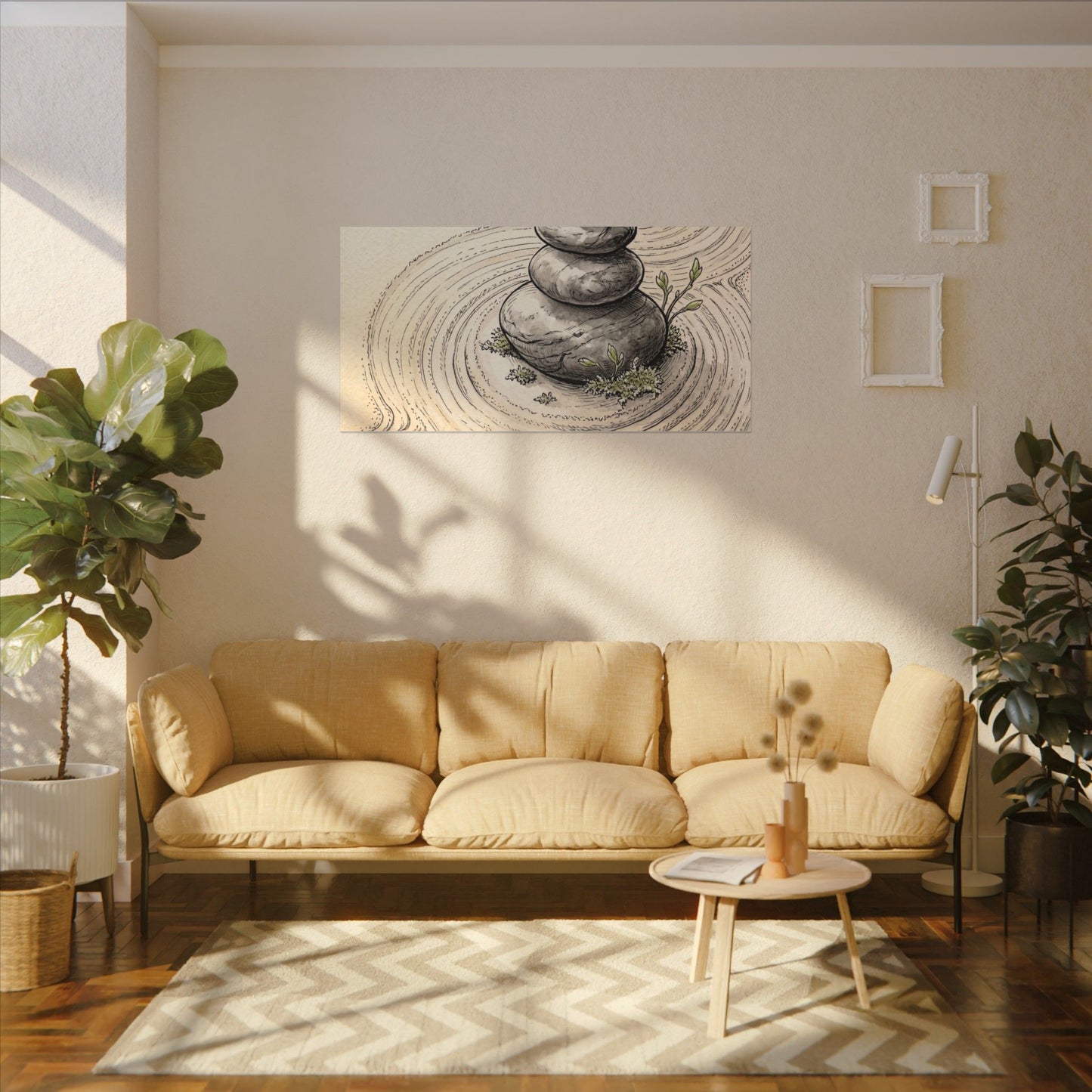 River Stones Spring Canvas Art | Zen Serene Design