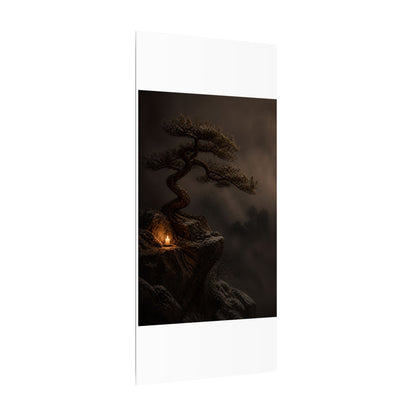 Pine Tree Shadow Zen Canvas Art | Luxurious Dark Japandi Art