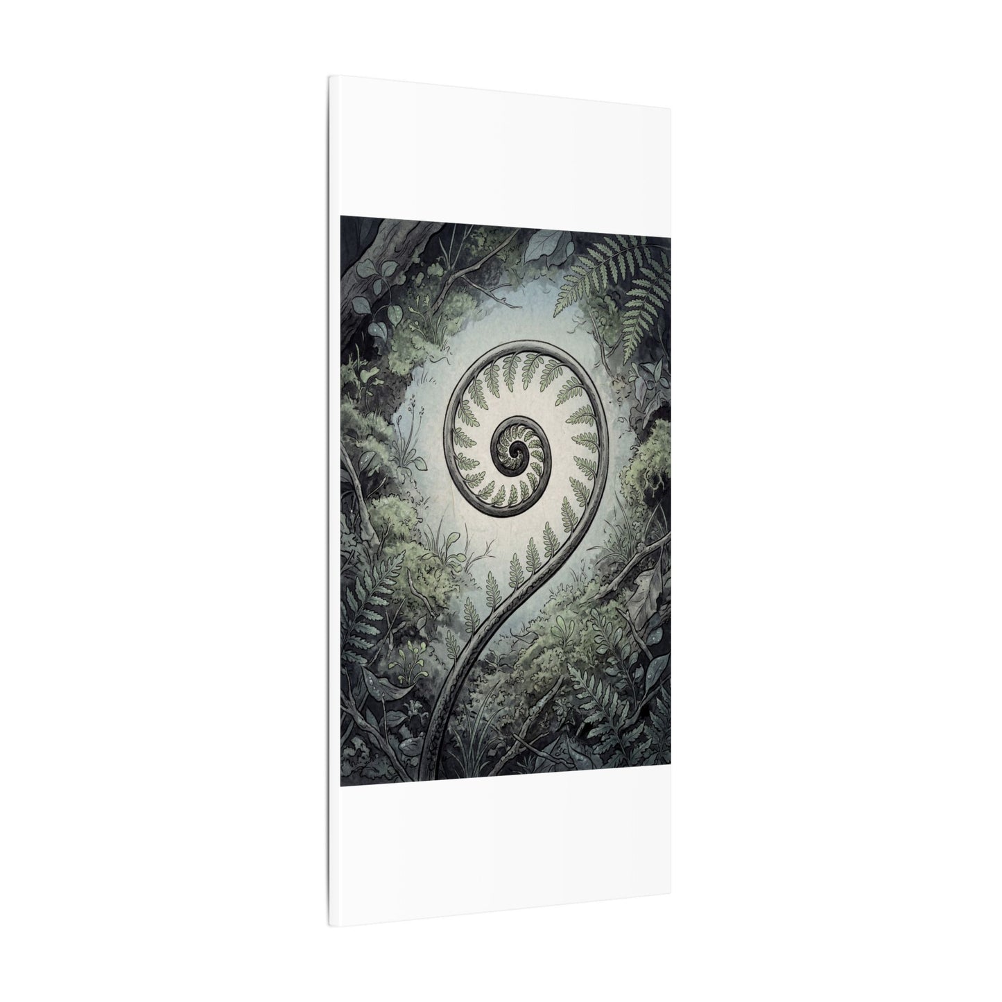 Zen Fern Unfurling in Dawn | Ukiyo E Inspired Canvas Art