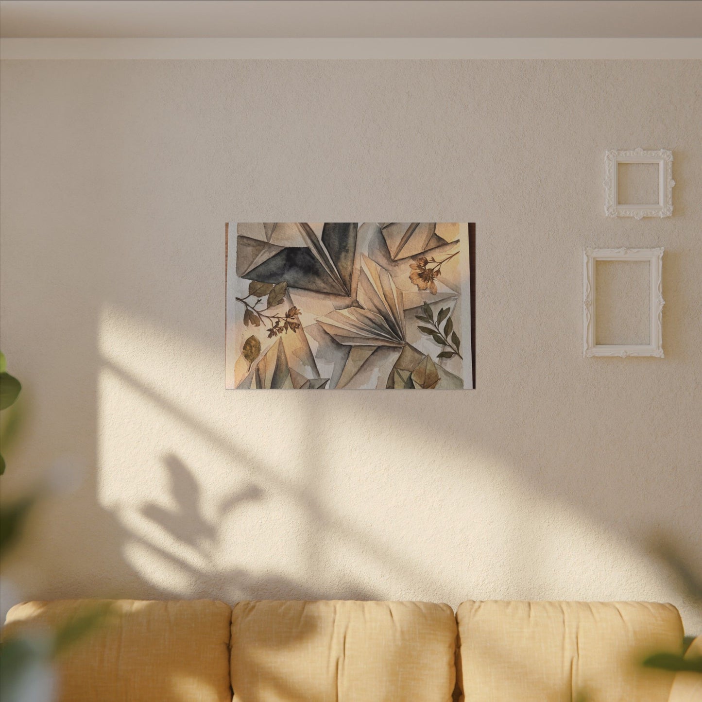 Golden Hour Paper Fold Canvas Art - Japandi Seijaku