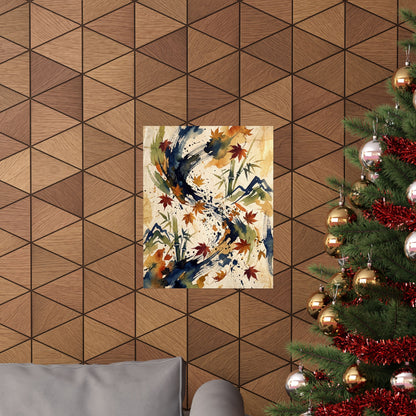 Golden Hour Ink Brushstroke Wall Art Print - Zen Shibui