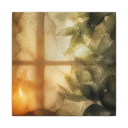 Cozy Shoji Screen Canvas Art - Watercolor Japandi