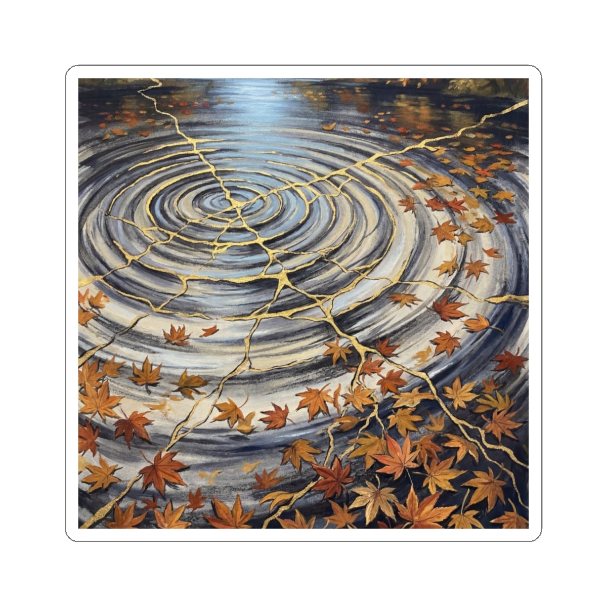 Water Ripple Gold Repair Sticker | Healing Kintsugi Art Art Print