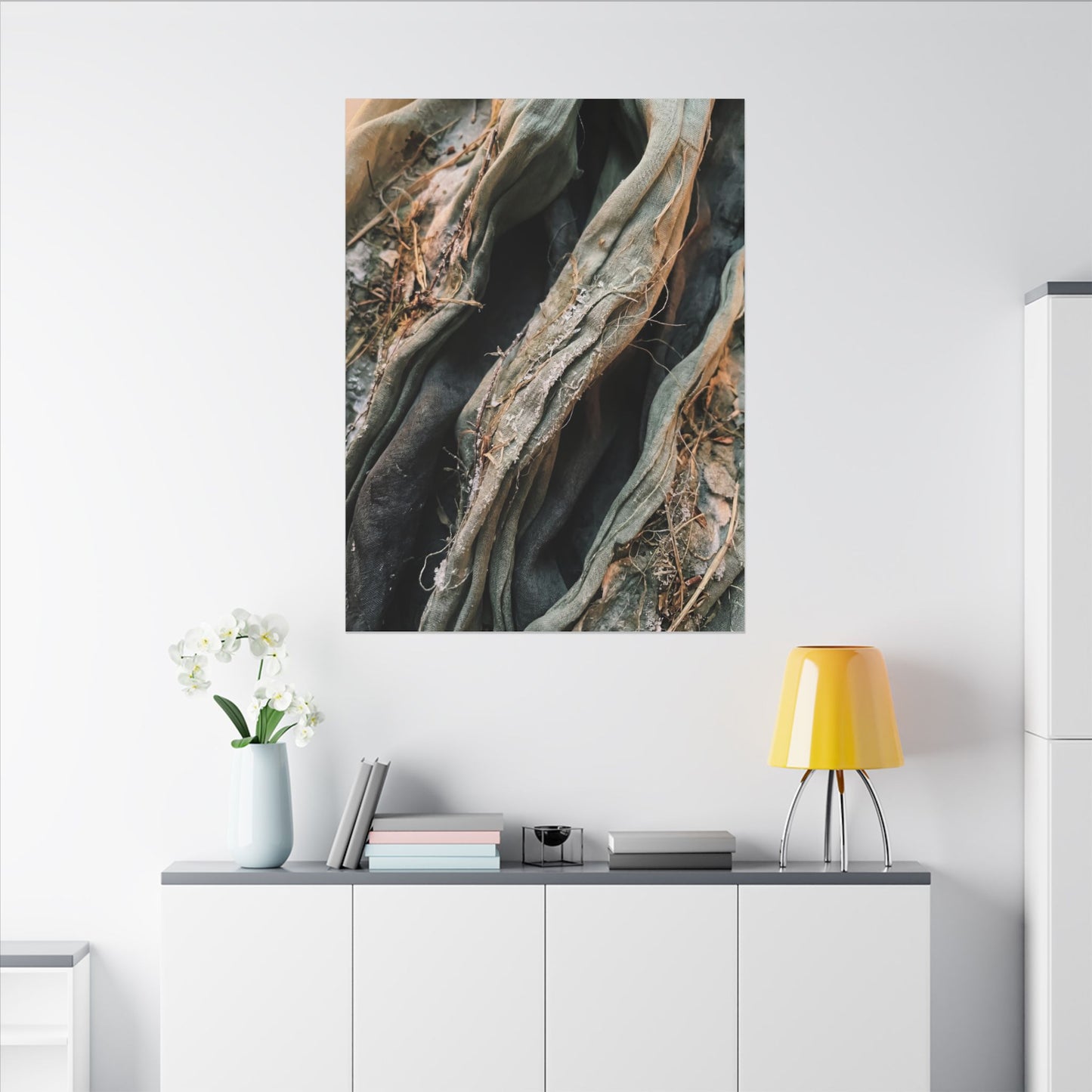 Silk Drape Winter Canvas Art | Japandi Cozy Design