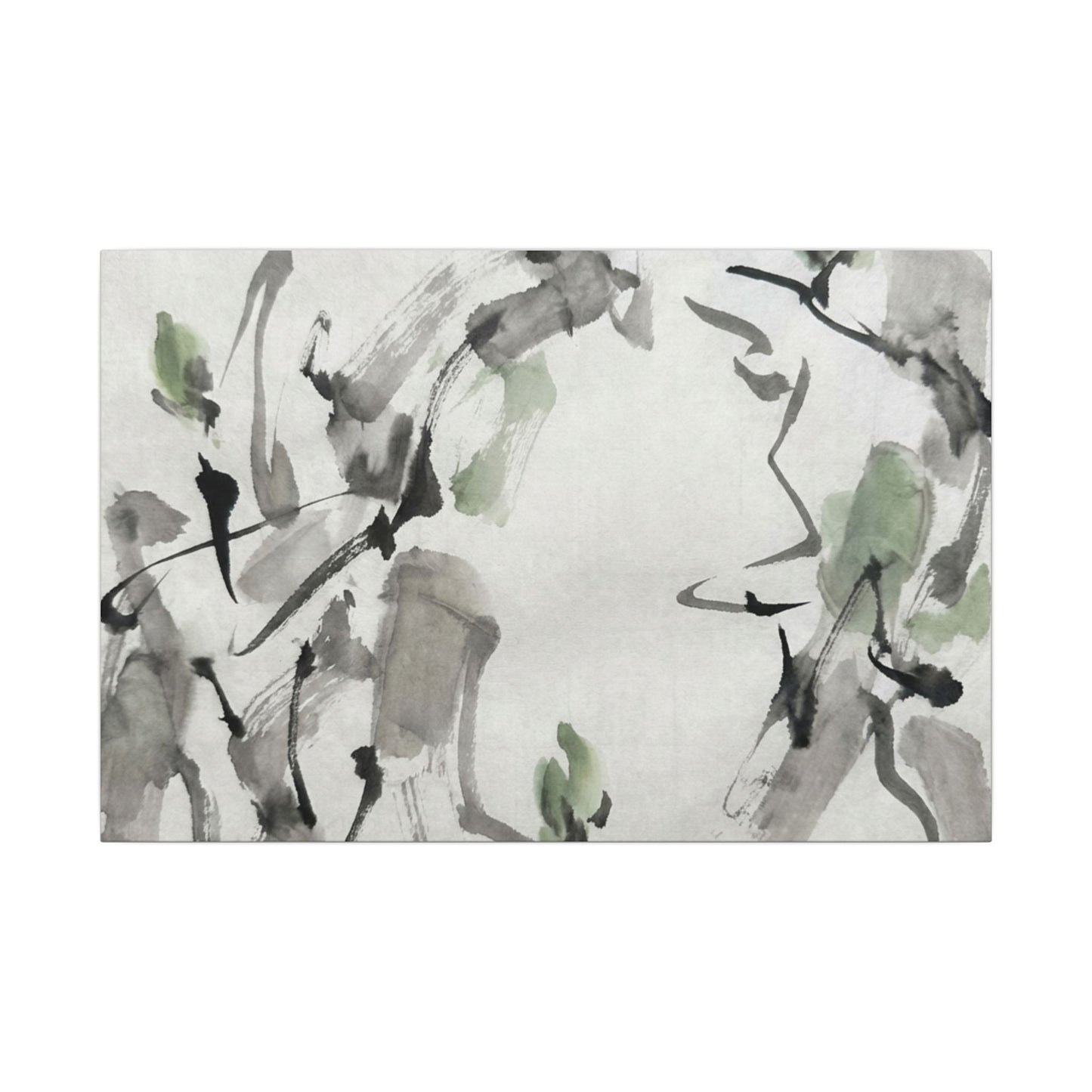 Zen Ink Brushstroke in Overcast | Sumi E Canvas Art