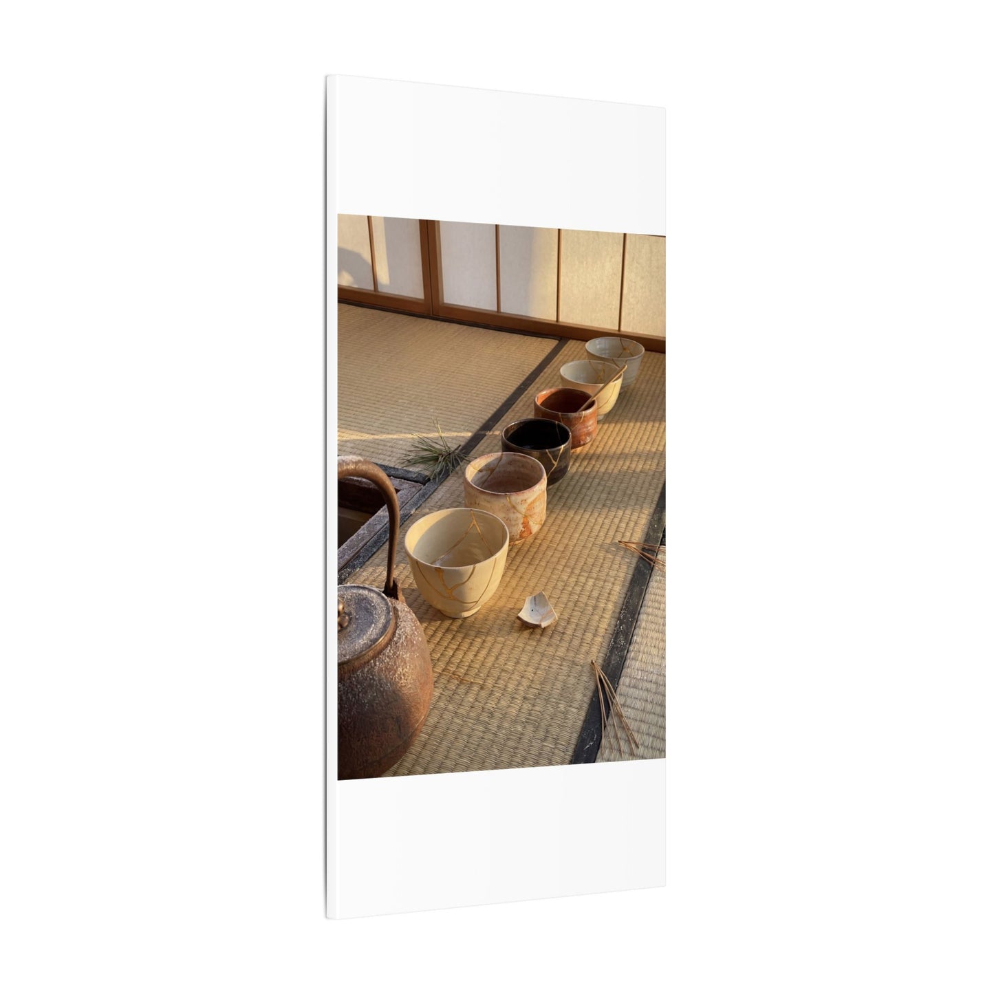 Kintsugi Tea Ceremony in Golden Hour | Gold Repair Canvas Art