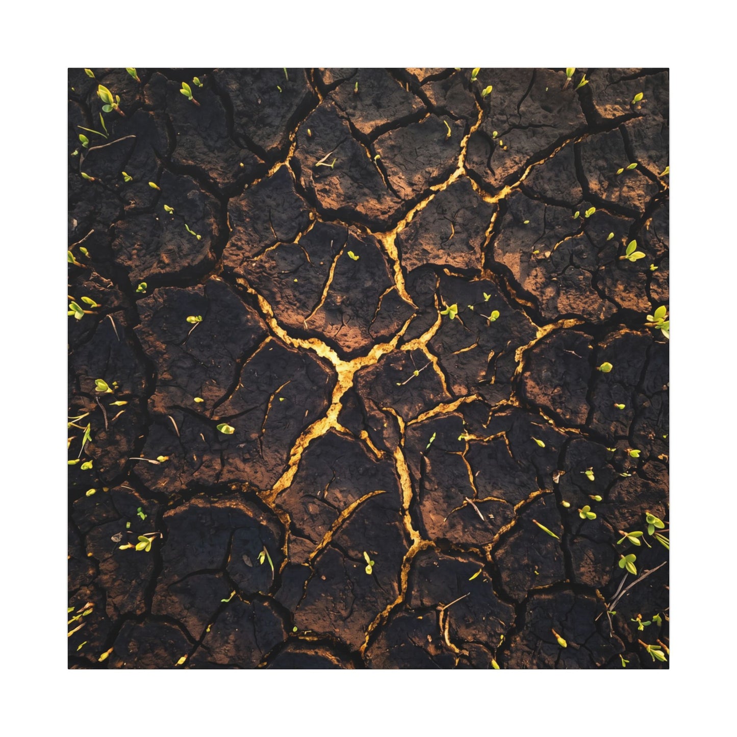 Cracked Earth Moody Minimal Canvas Art | Sophisticated Dark Japandi Art
