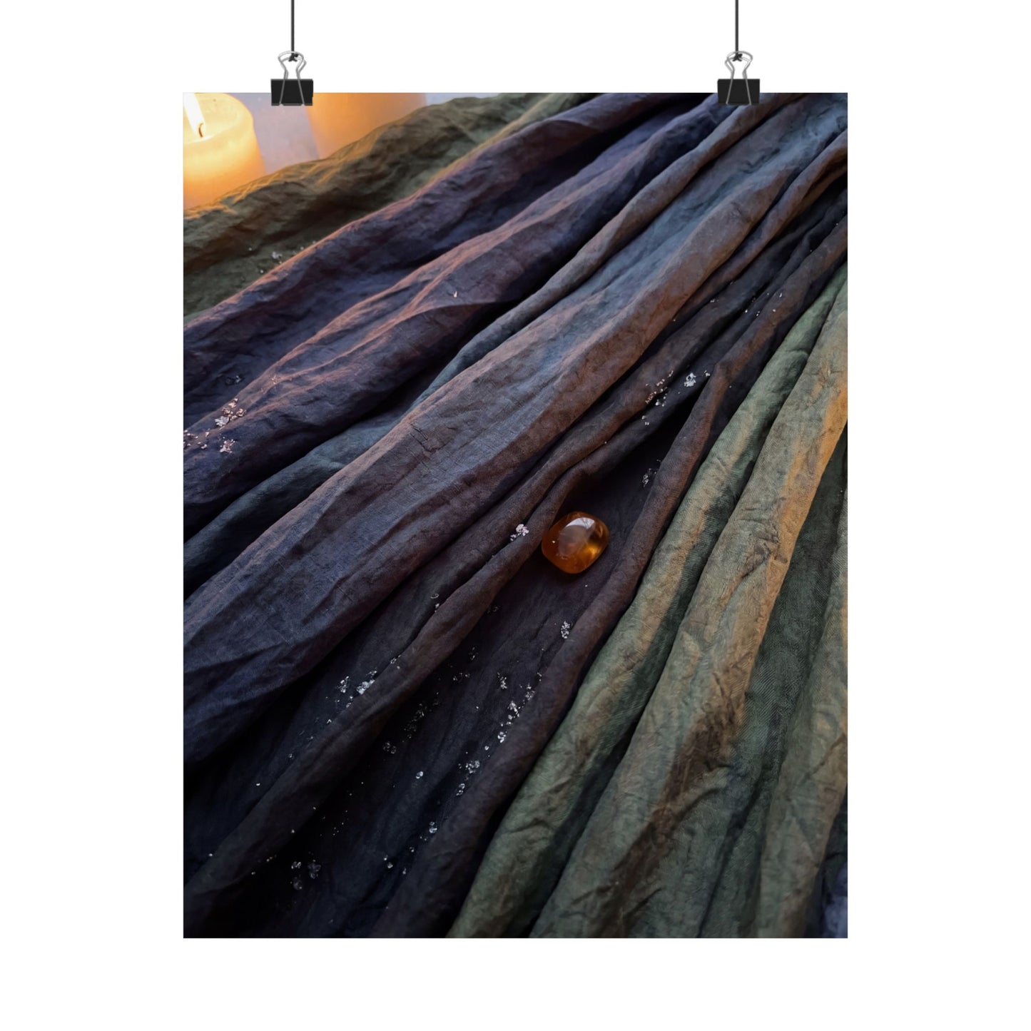 Dark Japandi Silk Drape in Candlelight | Shadow Zen Wall Art Print
