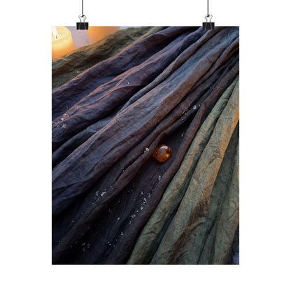 Dark Japandi Silk Drape in Candlelight | Shadow Zen Wall Art Print