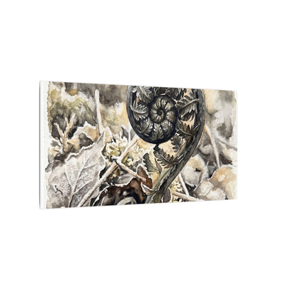 Japandi Fern Unfurling in Golden Hour | Watercolor Canvas Art
