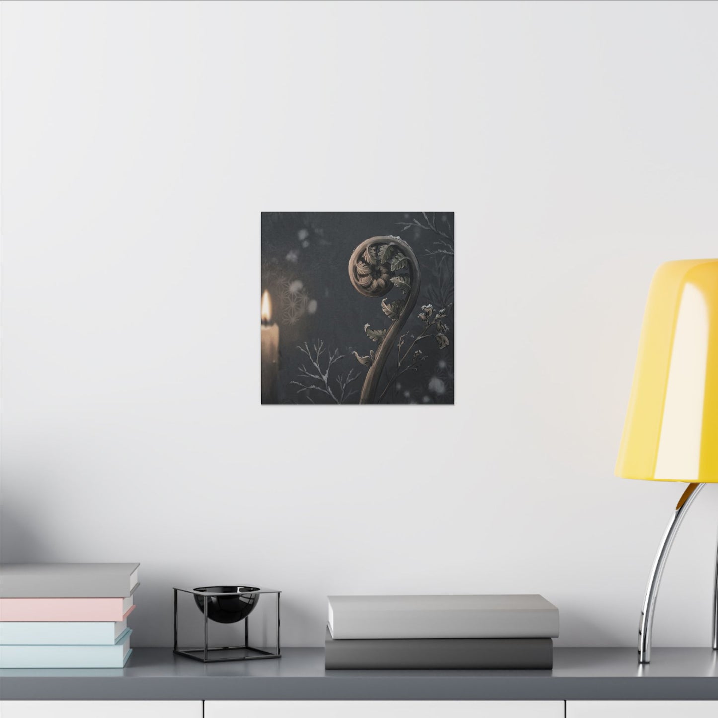 Candlelight Fern Unfurling Canvas Art - Japandi Ma