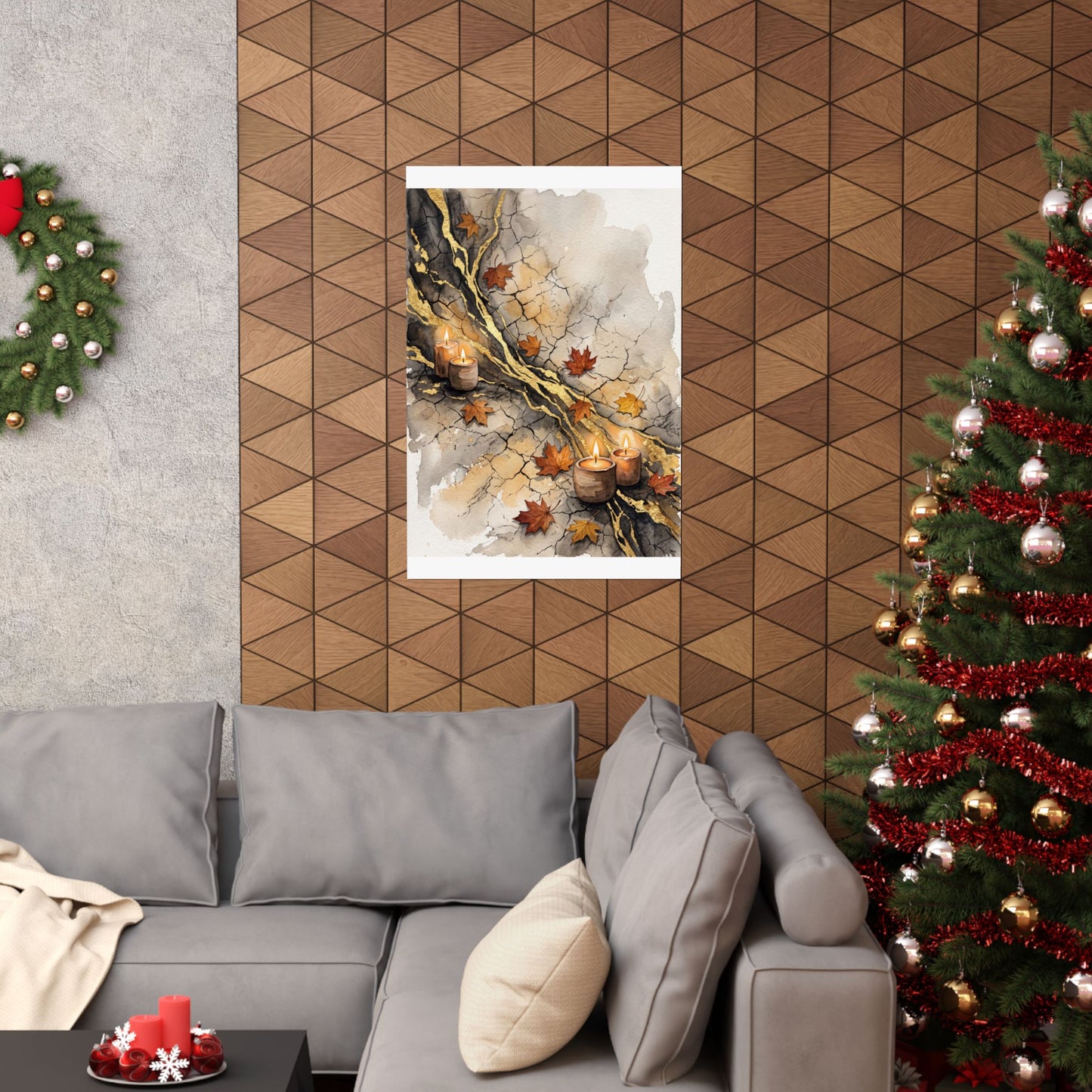 Japandi Cracked Earth in Candlelight | Watercolor Wall Art Print