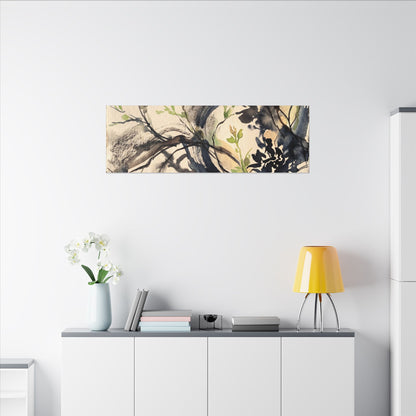 Ma Shadow Play Canvas Art - Dark Japandi Charcoal Ink