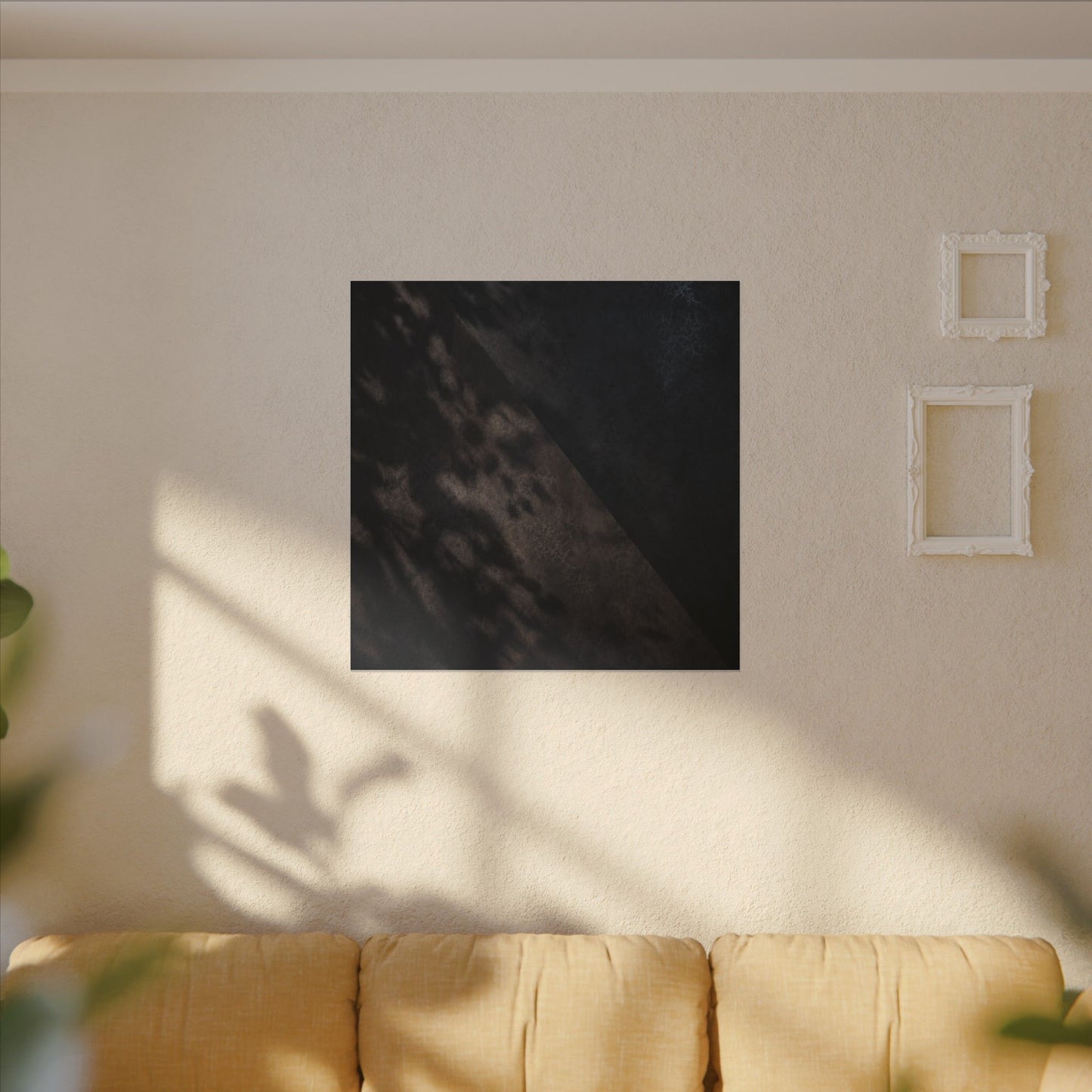 Shadow Play Winter Canvas Art | Dark Japandi Moody Design