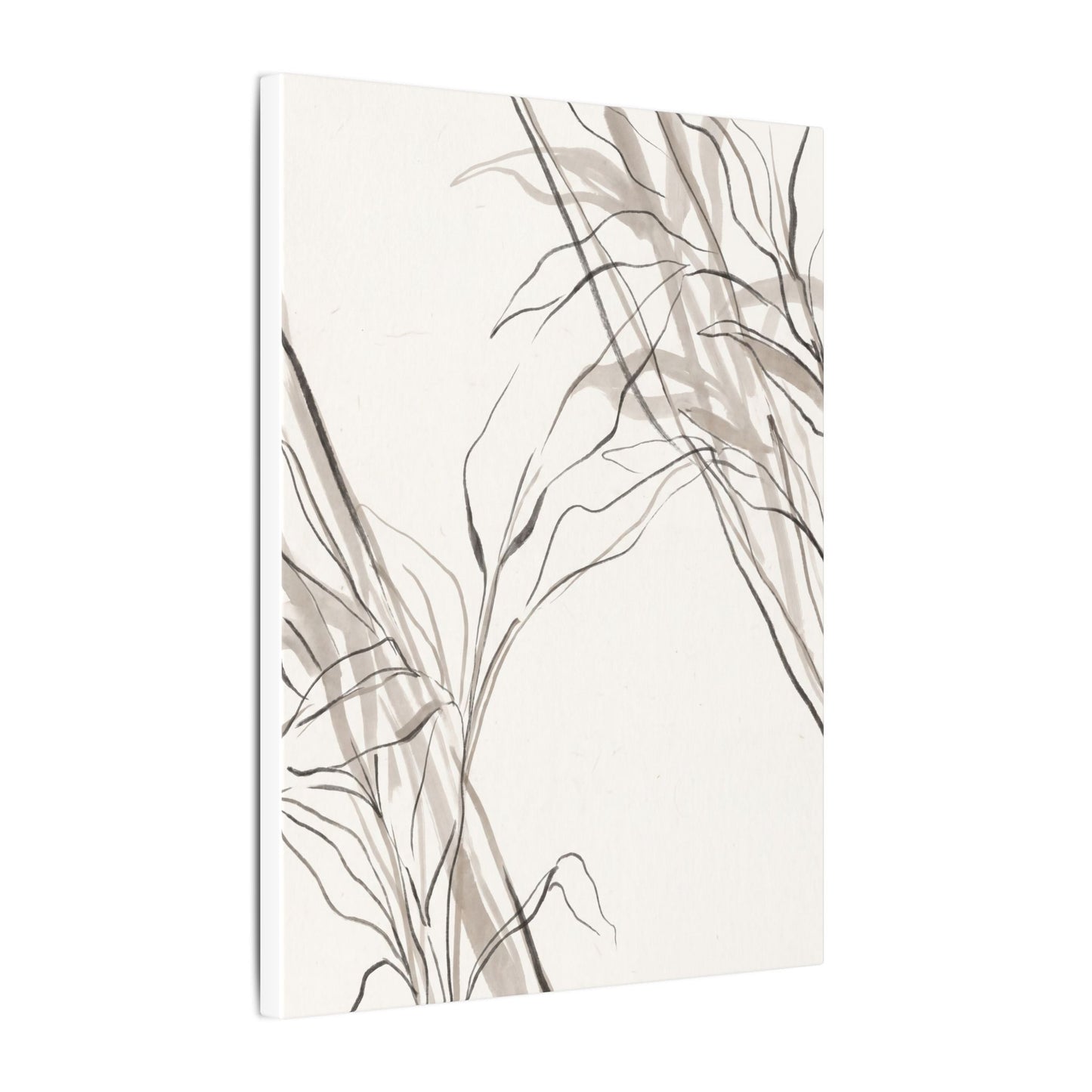 Neutral Shoji Screen Canvas Art - Minimal Line Japandi