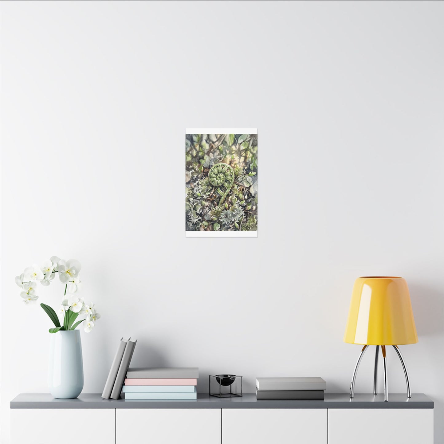 Fern Unfurling Spring Canvas Art | Japandi Neutral Design