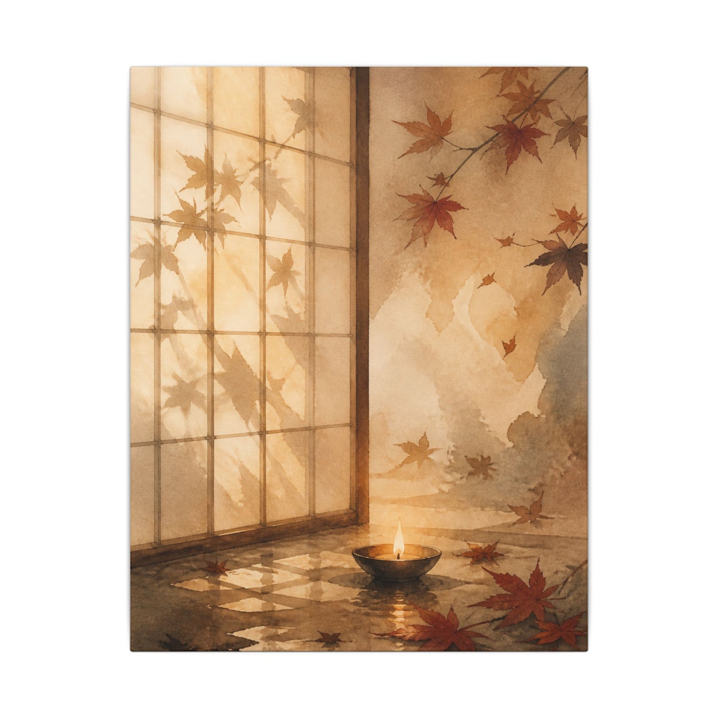Candlelight Shoji Screen Canvas Art - Japandi Ma