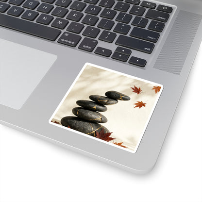 Autumn River Stones Crackle Gold Sticker | Artful Decor