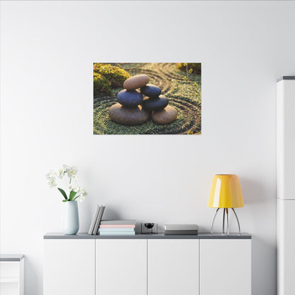 Zen River Stones in Golden Hour | Karesansui Canvas Art