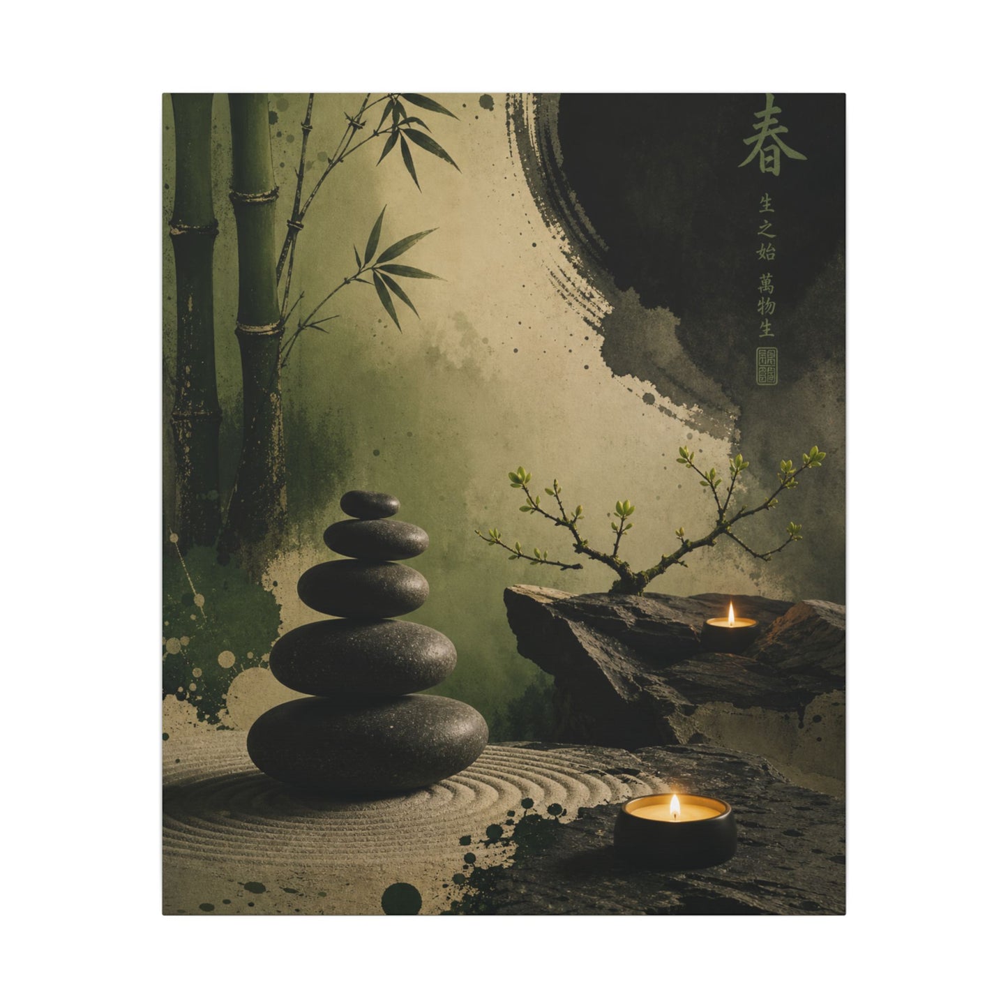 River Stones Spring Canvas Art | Zen Contemplative Design