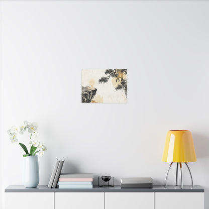 Japandi Pine Tree in Candlelight | Japanese Pattern Canvas Art