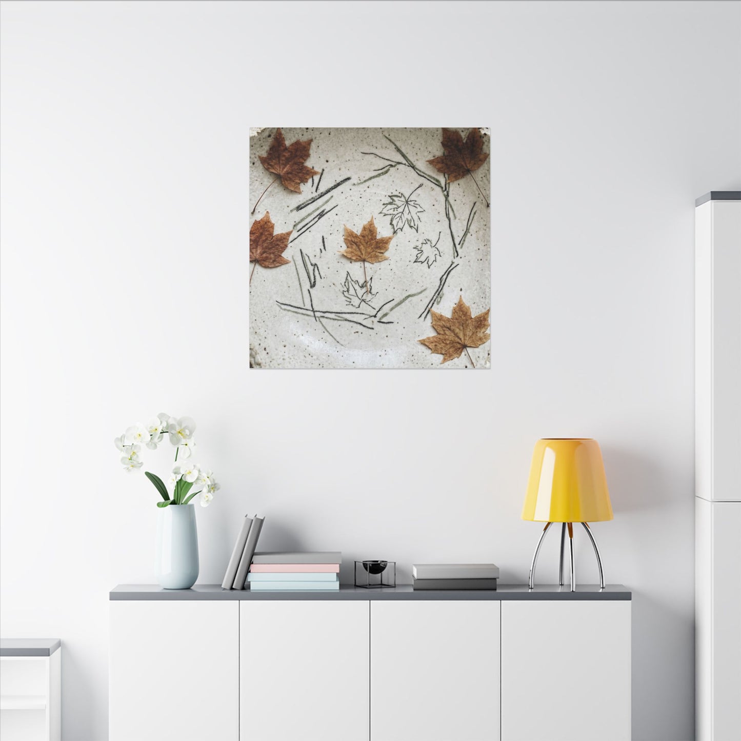 Ceramic Bowl Autumn Canvas Art | Japandi Elegant Design