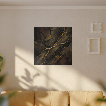 Cracked Earth Charcoal Ink Canvas Art | Bold Dark Japandi Art