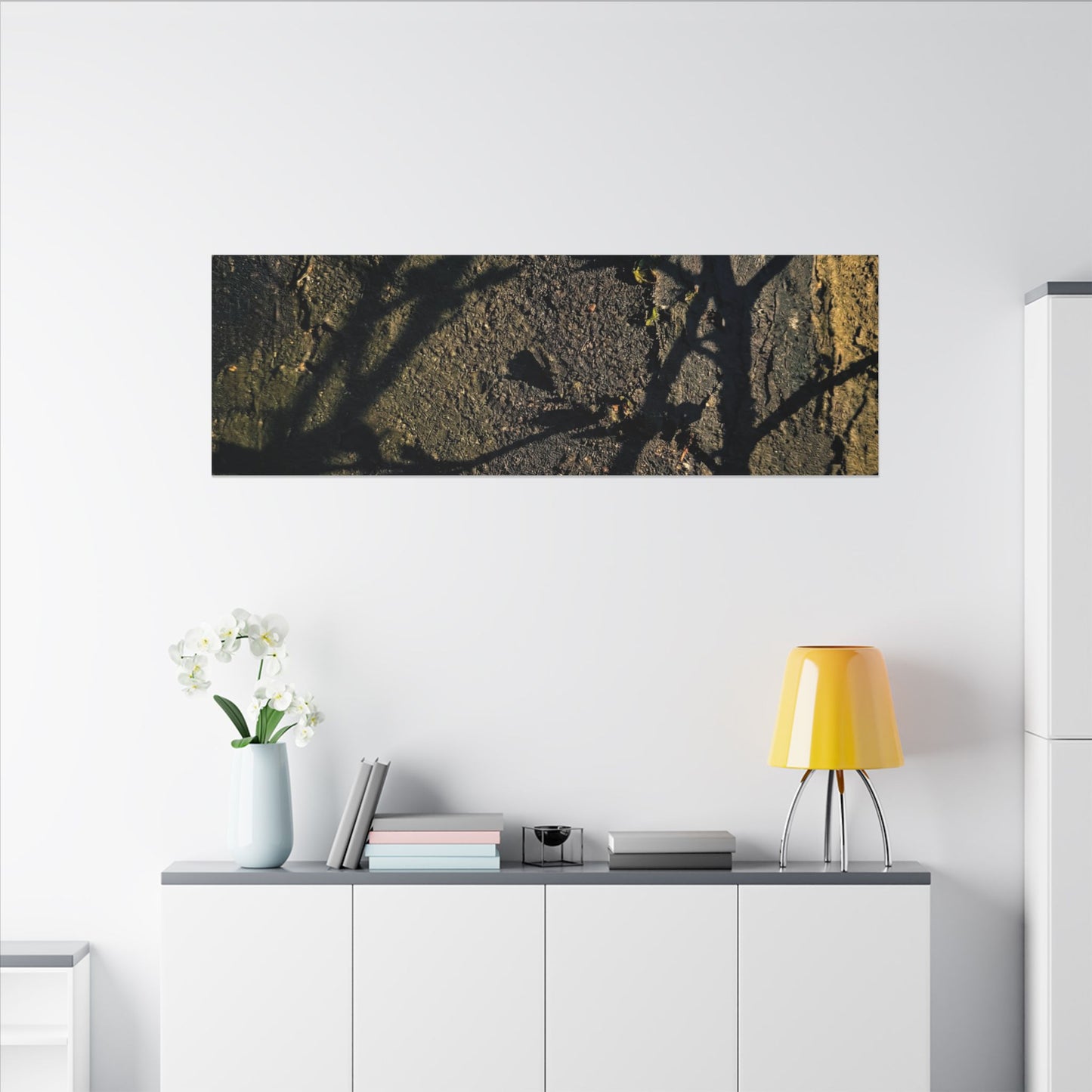Kanso Shadow Play Canvas Art - Dark Japandi Dark Texture