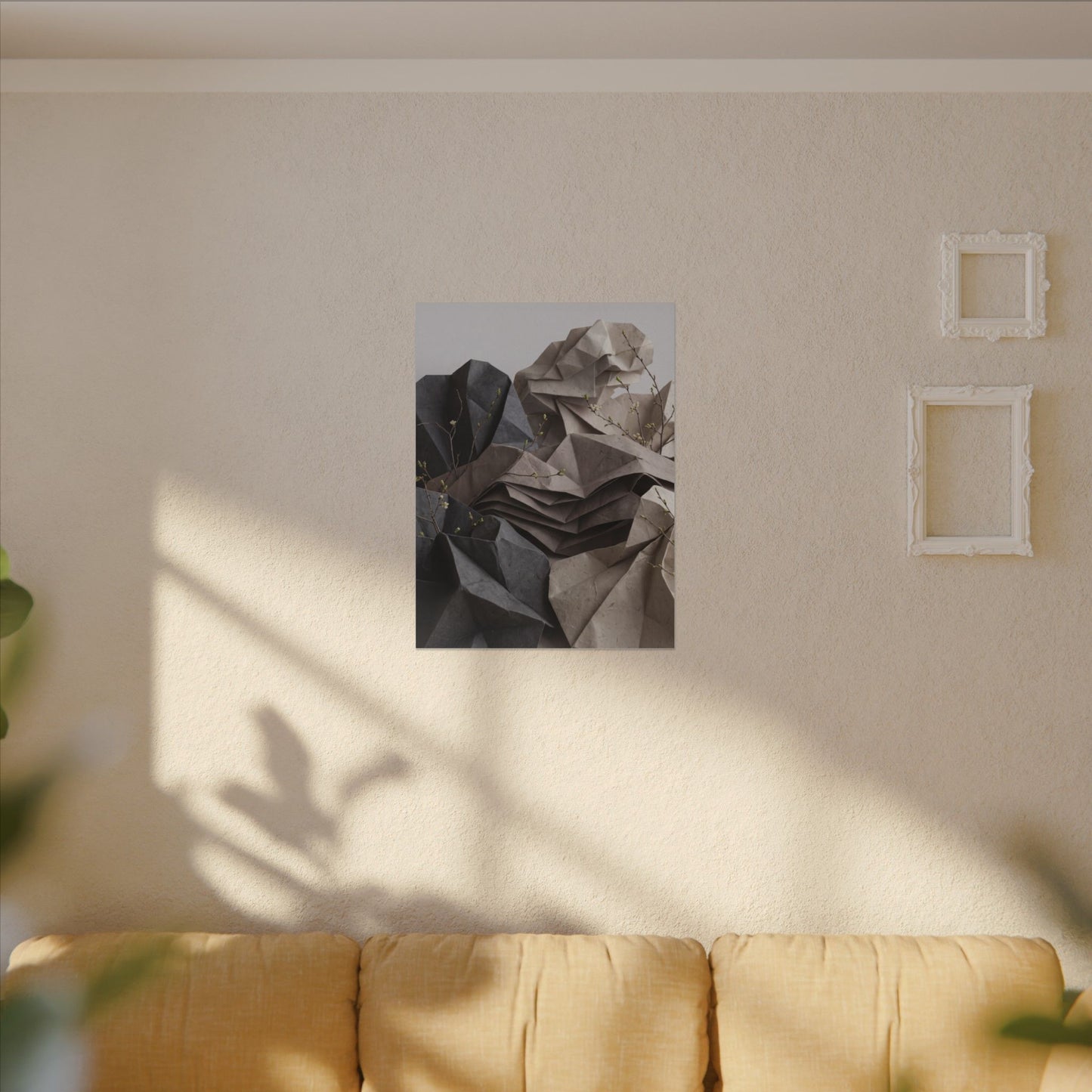 Neutral Paper Fold Canvas Art - Texture Japandi