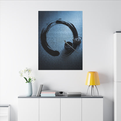 Winter Tea Ceremony Enso Canvas Art | Peaceful Decor