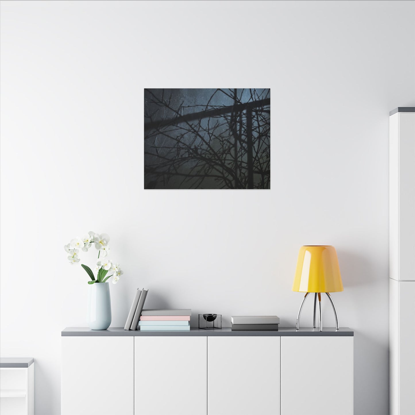 Moonlight Shadow Play Canvas Art - Dark Japandi Shibui