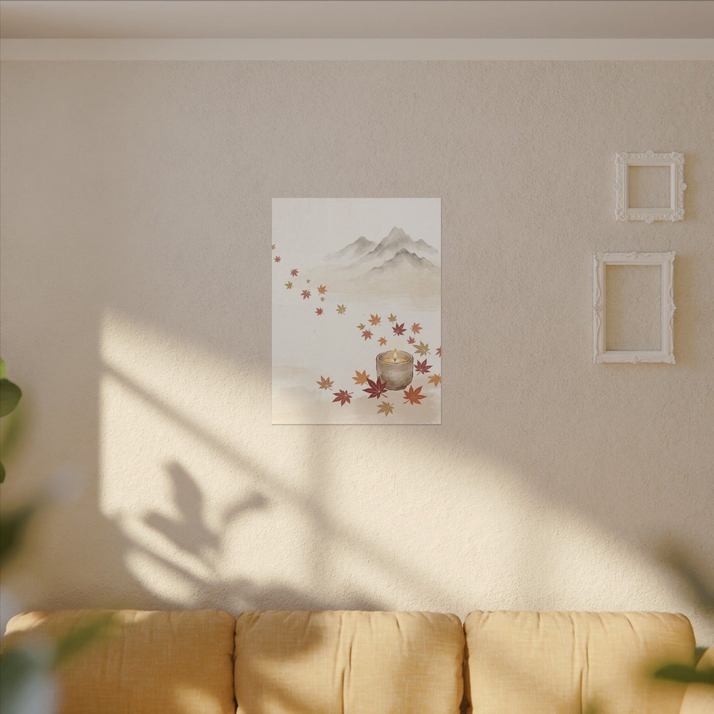 Earthy Mountain Mist Canvas Art - Japanese Pattern Japandi