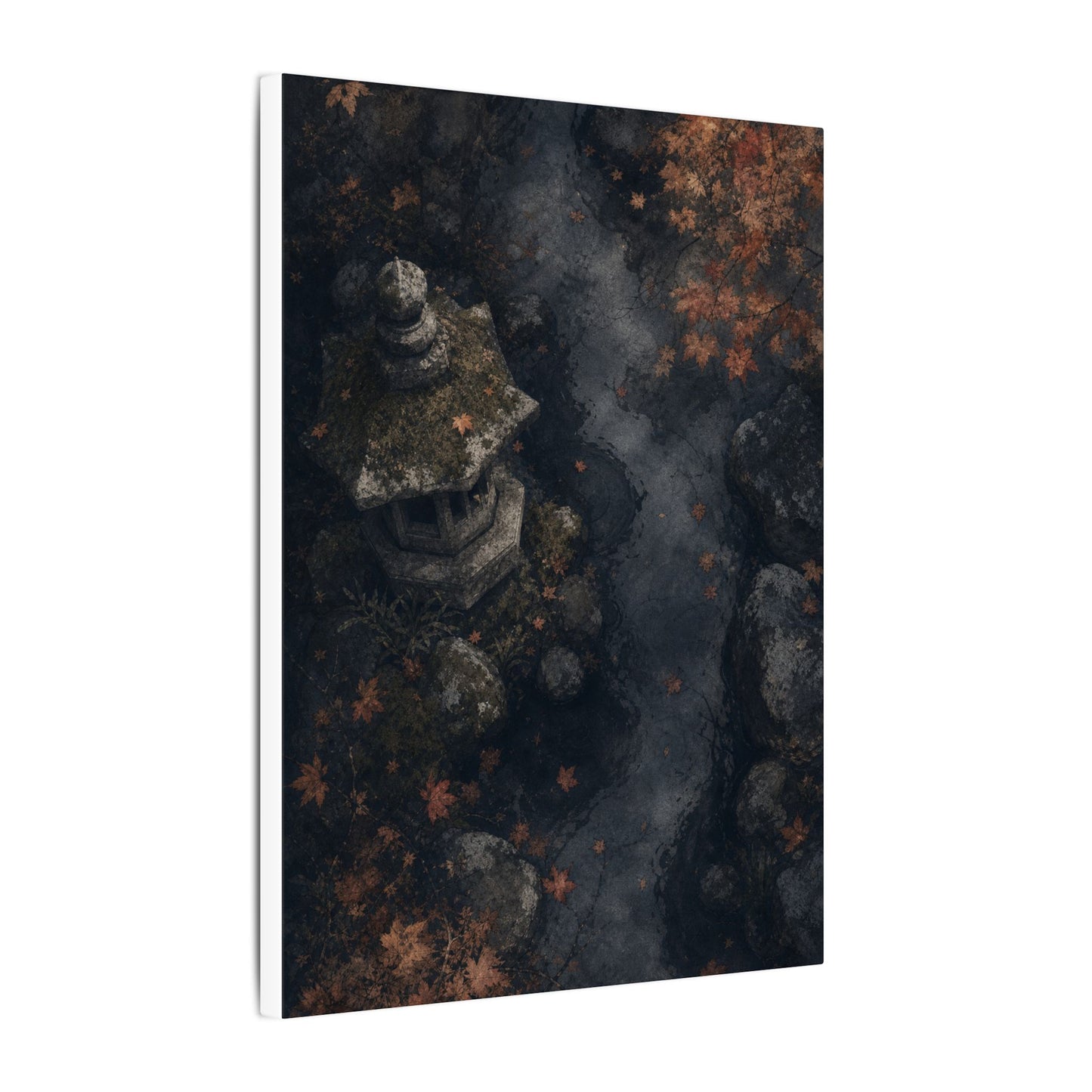 Stone Lantern Canvas Art | Autumn Japandi Texture Art