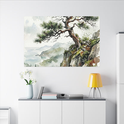 Pine Tree Spring Canvas Art | Japandi Neutral Design