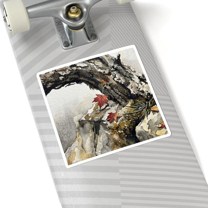 Pine Tree Watercolor Sticker | Elegant Japandi Art Art Print