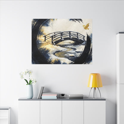Autumn Ink Brushstroke Karesansui Canvas Art | Peaceful Decor