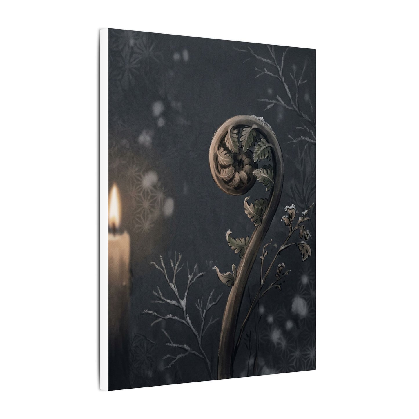 Candlelight Fern Unfurling Canvas Art - Japandi Ma