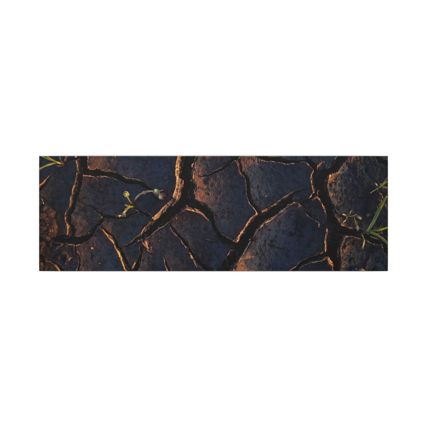 Cracked Earth Moody Minimal Canvas Art | Luxurious Dark Japandi Art