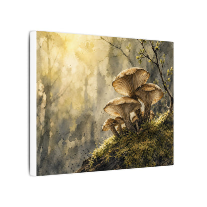 Wild Mushrooms Canvas Art | Spring Japandi Watercolor Art