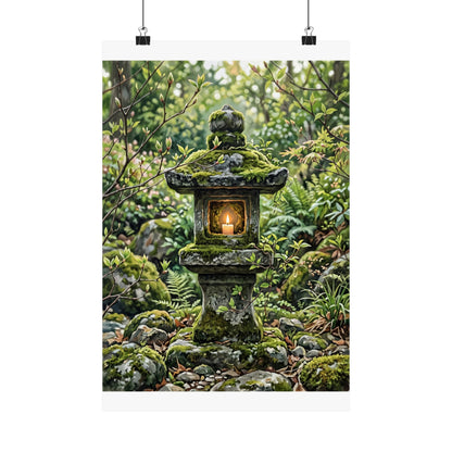 Stone Lantern Wall Art Print | Spring Japandi Japanese Pattern Art