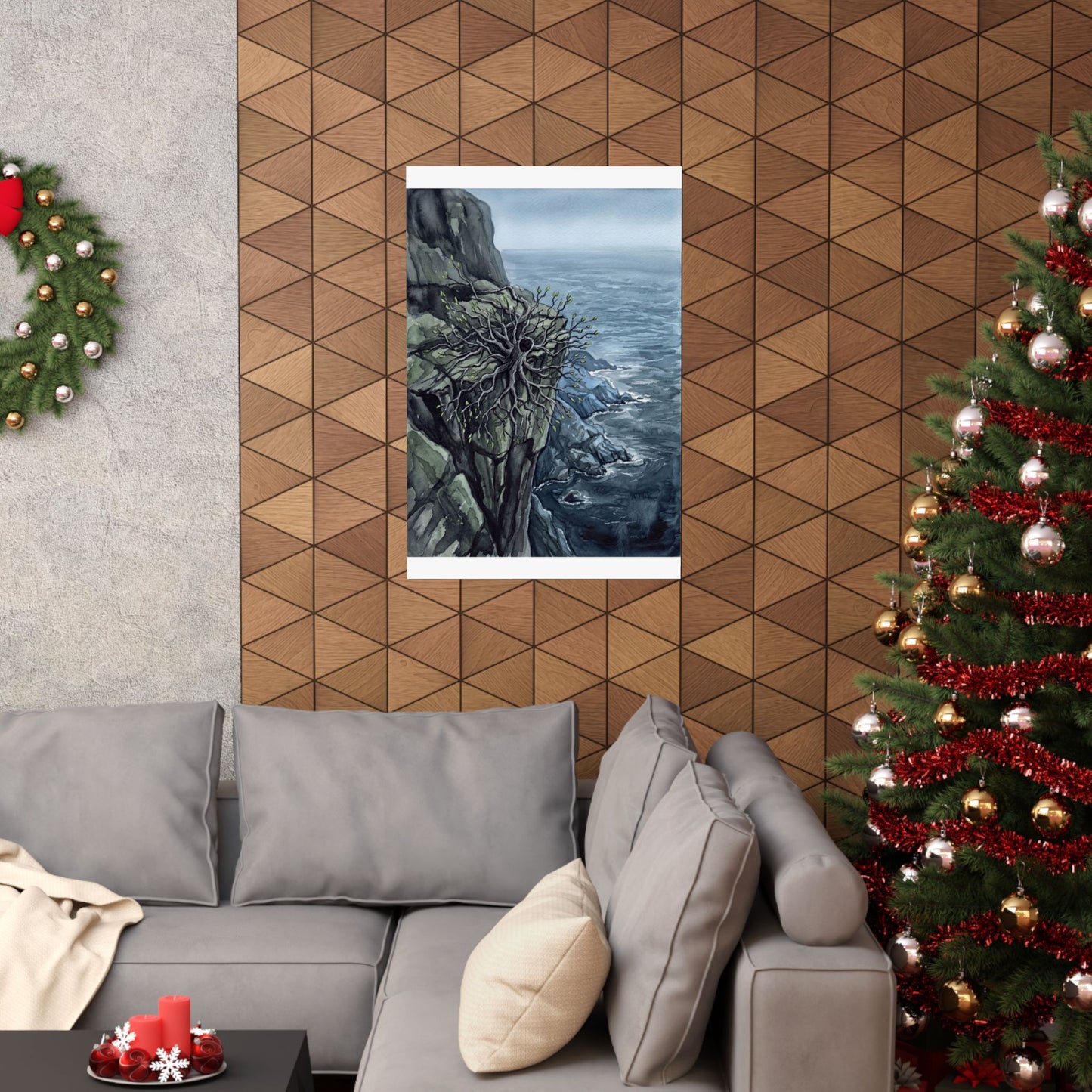 Pine Tree Watercolor Wall Art Print | Elegant Japandi Art
