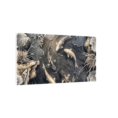 Koi Pond Canvas Art | Winter Japandi Japanese Pattern Art