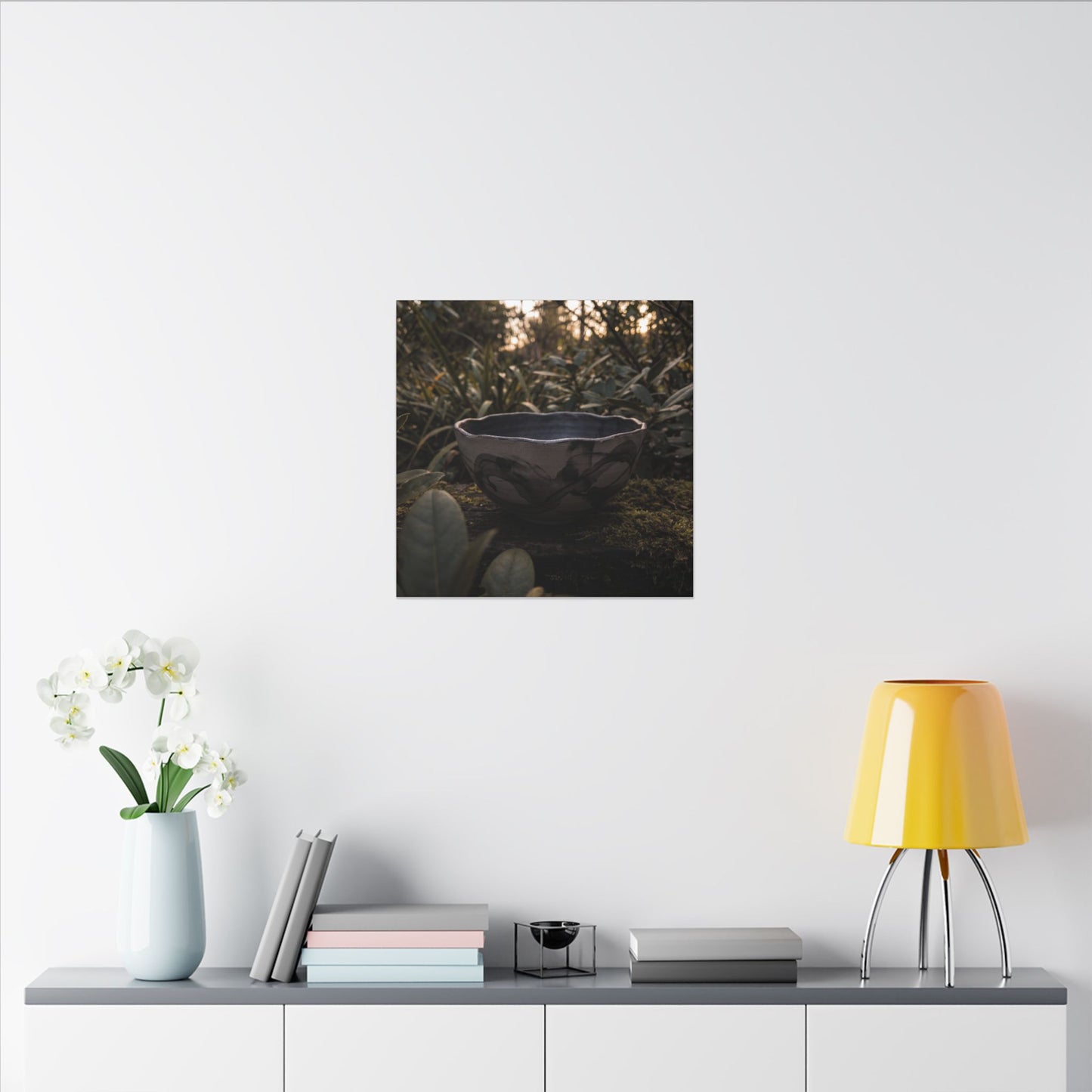 Ceramic Bowl Canvas Art | Summer Dark Japandi Charcoal Ink Art