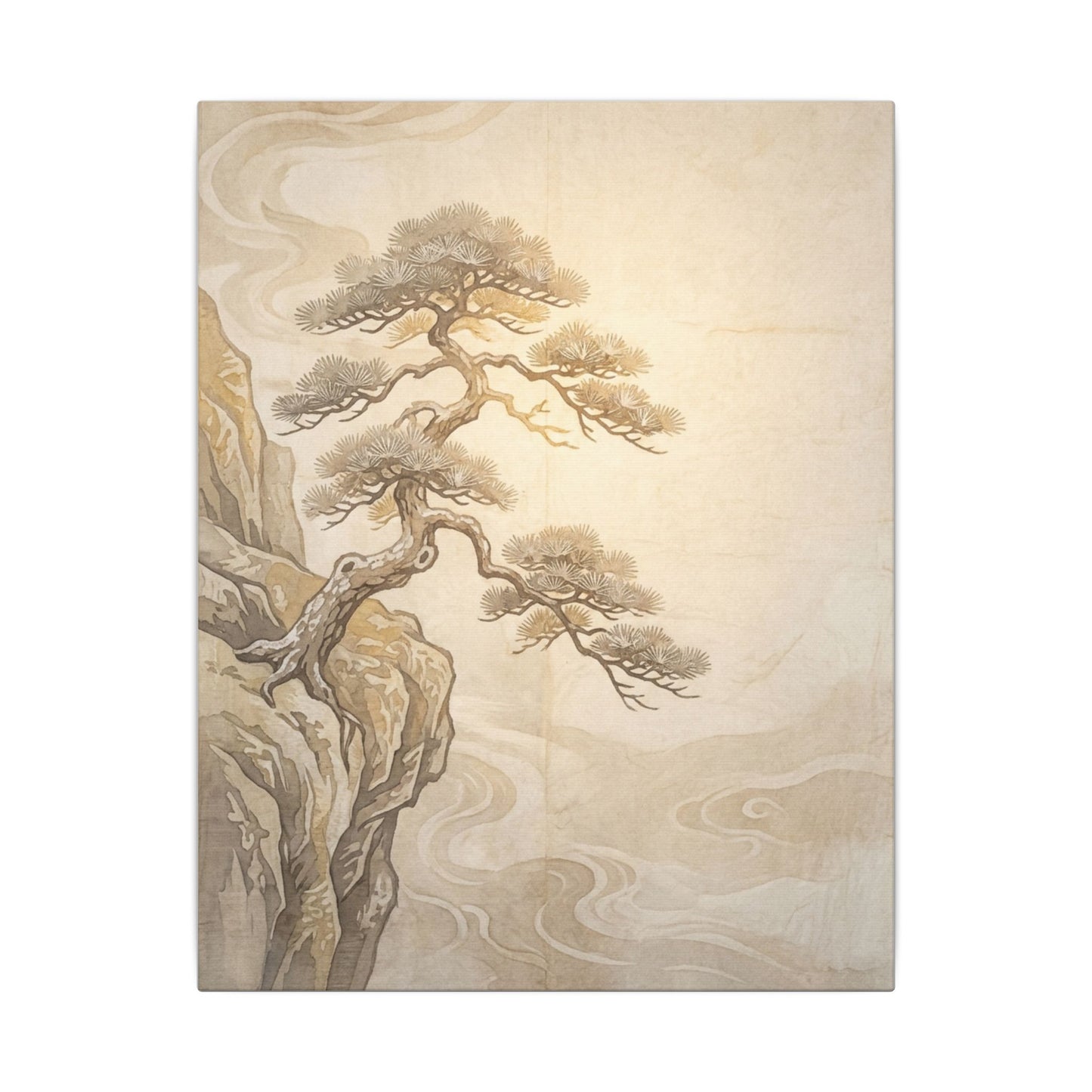 Winter Pine Tree Japanese Pattern Canvas Art | Elegant Decor
