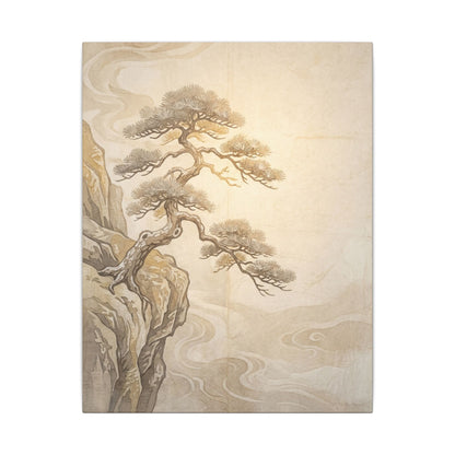 Winter Pine Tree Japanese Pattern Canvas Art | Elegant Decor