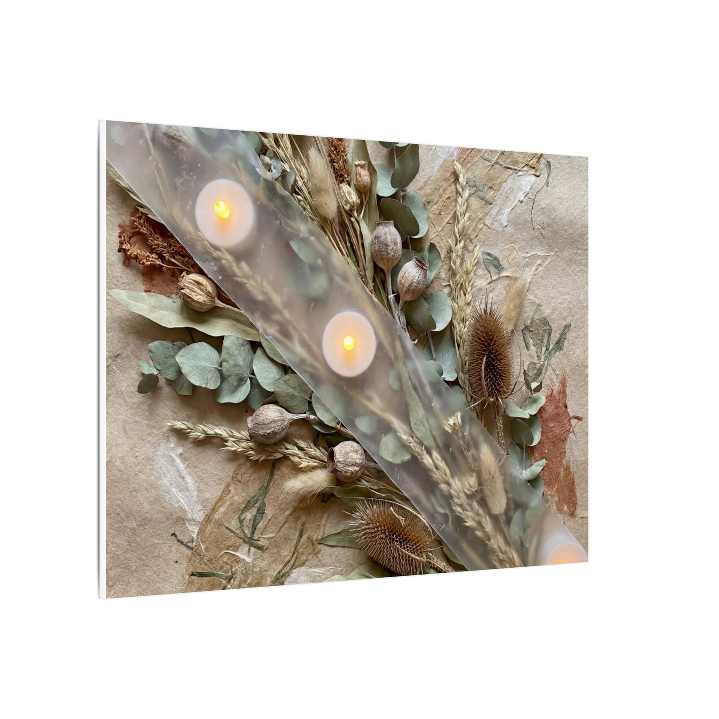 Candlelight Dried Flowers Canvas Art - Japandi Kanso