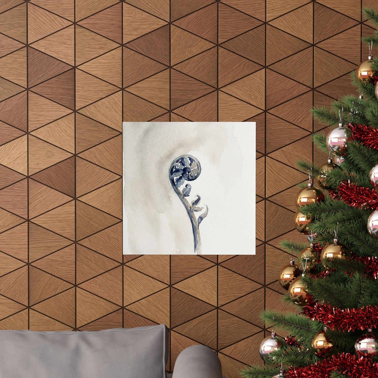 Fern Unfurling Watercolor Wall Art Print | Earthy Japandi Art