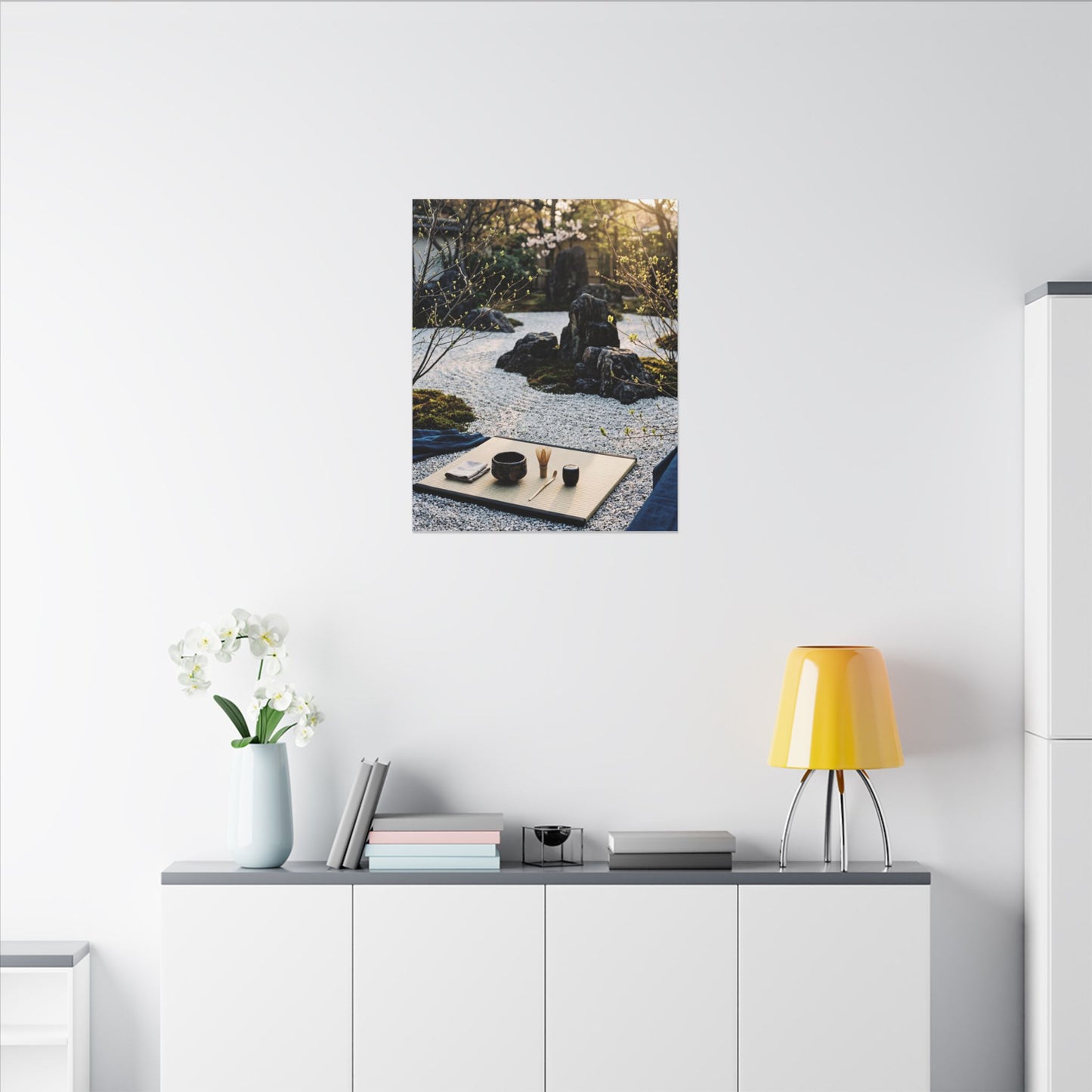 Zen Tea Ceremony in Golden Hour | Karesansui Canvas Art