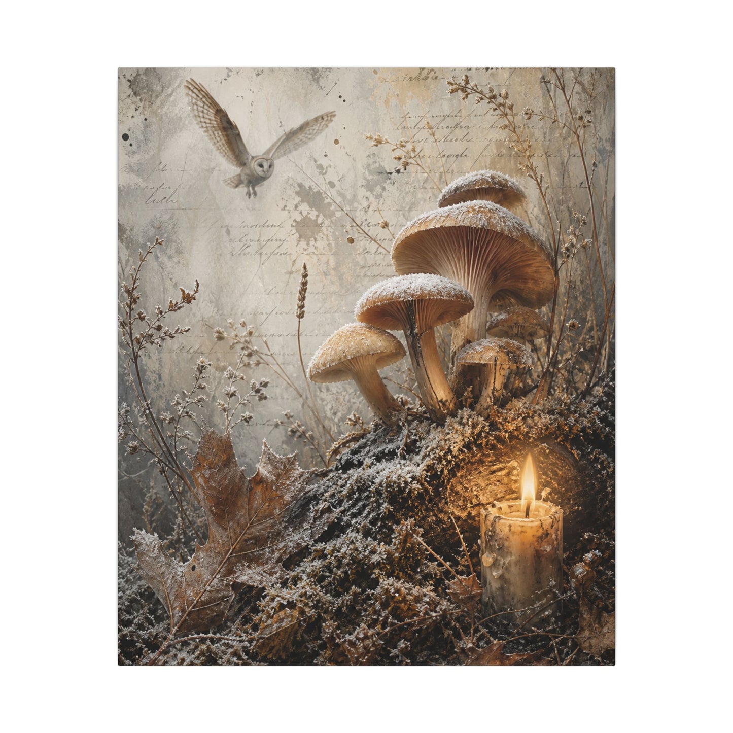 Wild Mushrooms Texture Canvas Art | Elegant Japandi Art