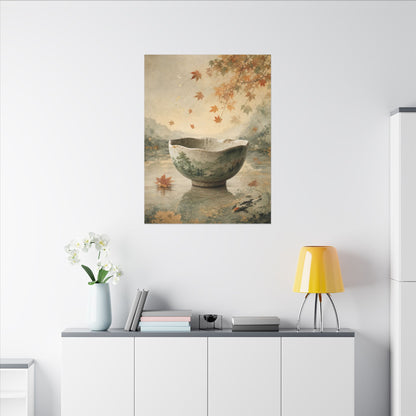 Autumn Ceramic Bowl Watercolor Canvas Art | Cozy Decor